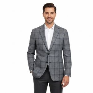 $548 The Men's Store Windowpane Wool-blend Sport Coat Suit Jacket Blazer